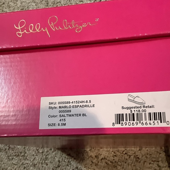 Lilly Pulitzer Saltwater Blue and Pink Marlo Espadrilles, 8.5M - Picture 3 of 10